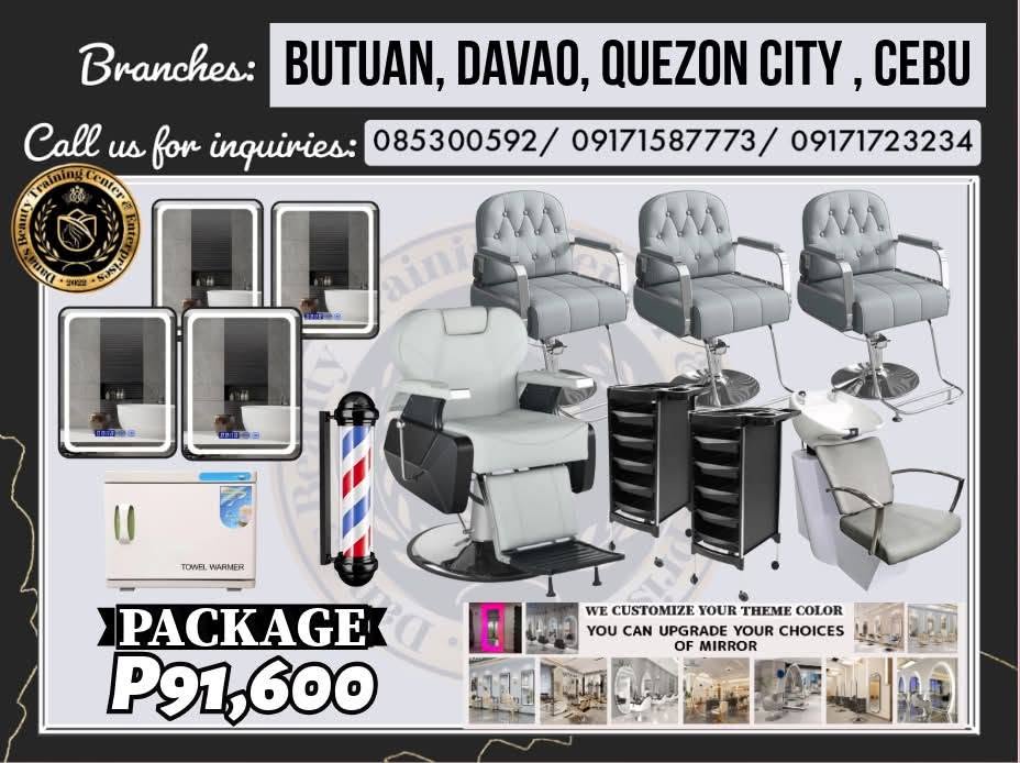 Package 13 multi-service spa and salon setup with LED mirrors and shampoo unit